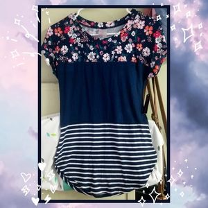 Flowery Striped Shirt